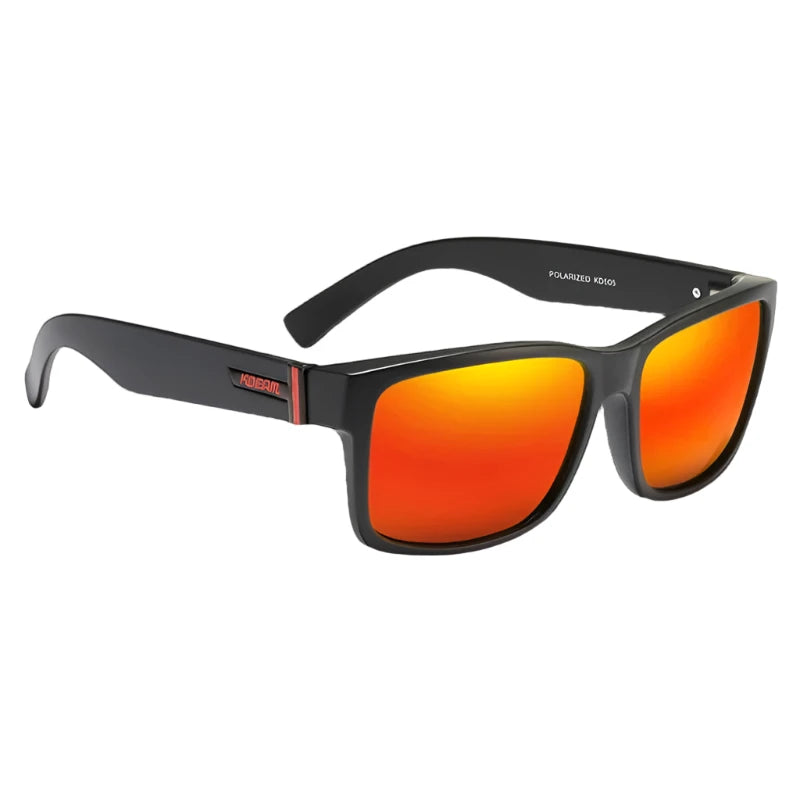 Ray Gods polarised sunglasses with orange lenses and black frames. TAC lenses and stainless steel hinges