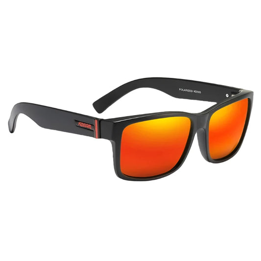 Ray Gods polarised sunglasses with orange lenses and black frames. TAC lenses and stainless steel hinges